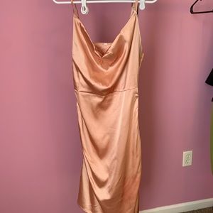 Peach Silk Cowl Neck Dress